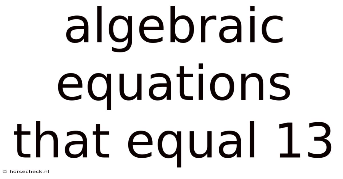Algebraic Equations That Equal 13